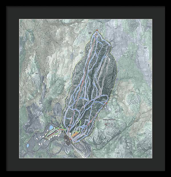 Tenney Mountain Ski Trail Map - Framed Print - Powderaddicts