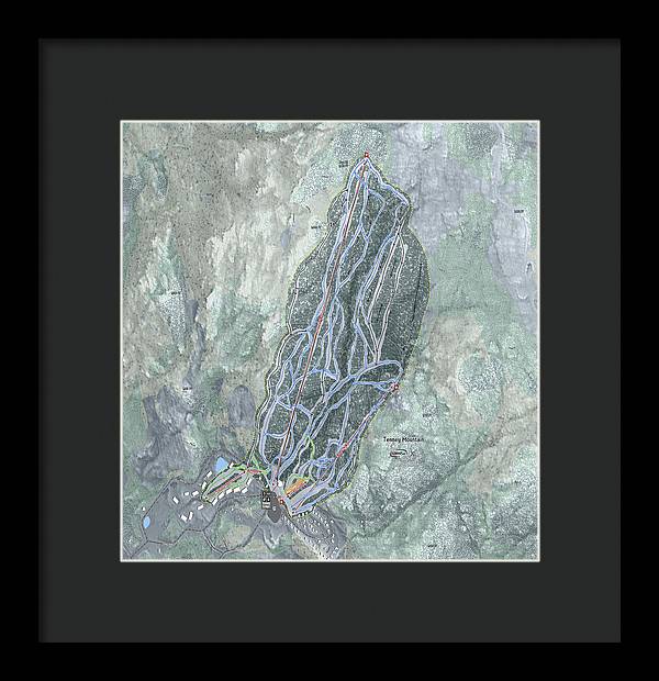 Tenney Mountain Ski Trail Map - Framed Print - Powderaddicts