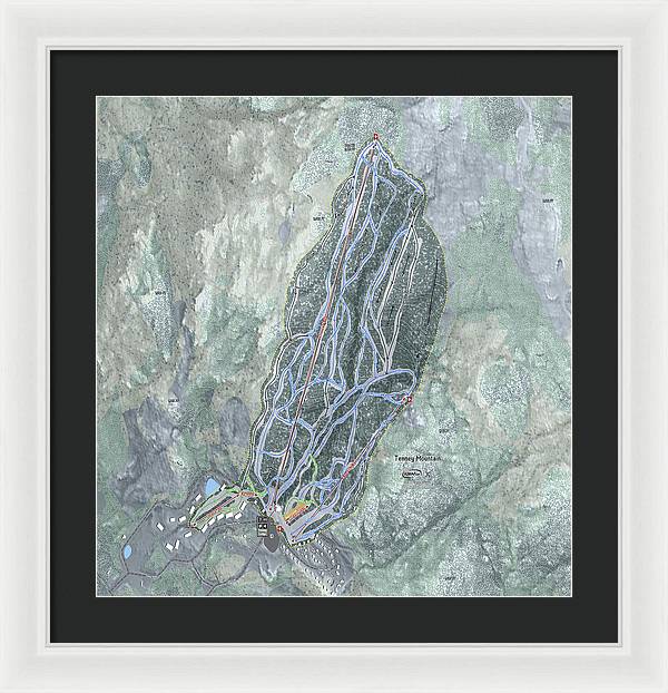 Tenney Mountain Ski Trail Map - Framed Print - Powderaddicts