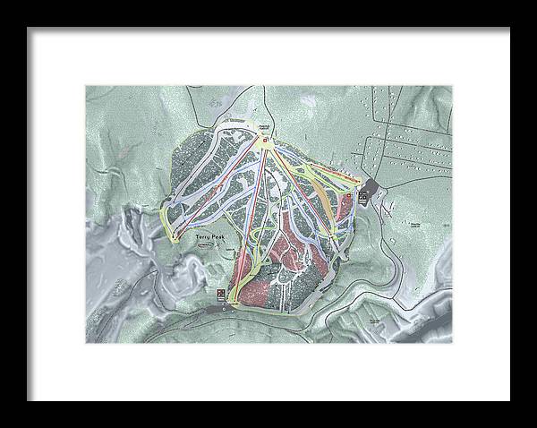 Terry Peak Ski Trail Map - Framed Print - Powderaddicts