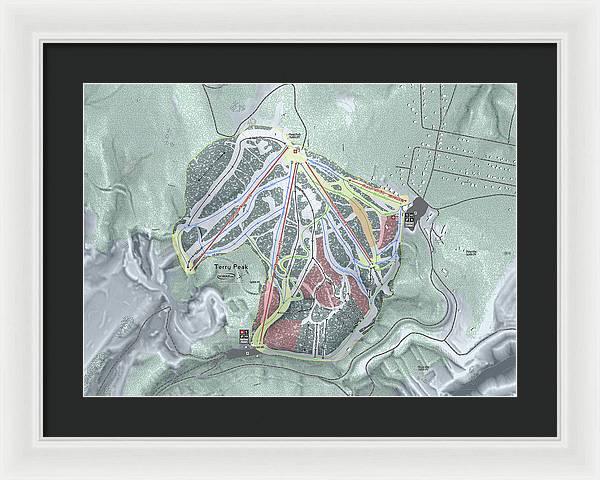 Terry Peak Ski Trail Map - Framed Print - Powderaddicts