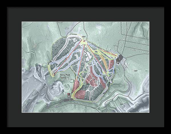Terry Peak Ski Trail Map - Framed Print - Powderaddicts