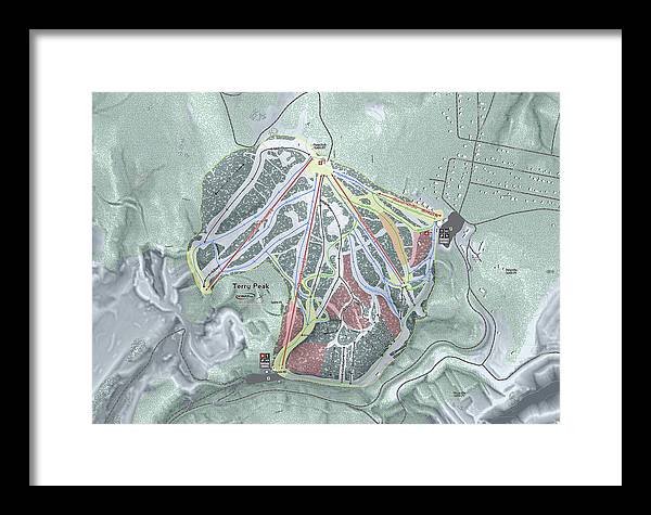 Terry Peak Ski Trail Map - Framed Print - Powderaddicts