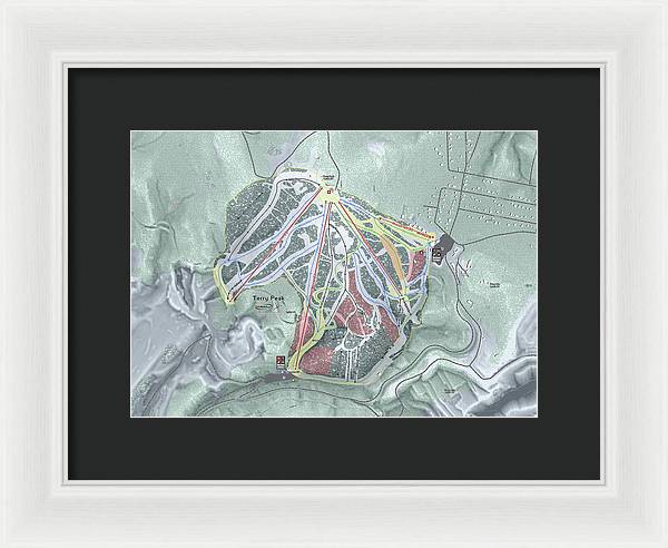 Terry Peak Ski Trail Map - Framed Print - Powderaddicts