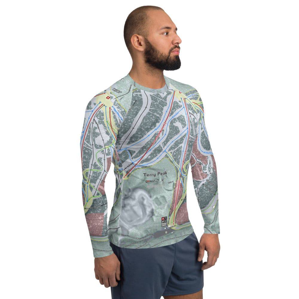 Terry Peak, South Dakota Ski Trail Map Men's Base Layer Top - Powderaddicts