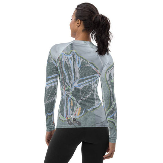 Teton Pass, Montana Ski Trail Map Women's Base Layer Top - Powderaddicts