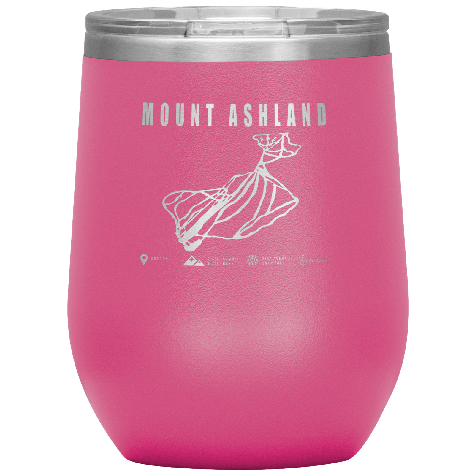 Mount Ashland, Oregon Ski Trail Map Wine 12oz Tumbler - Powderaddicts