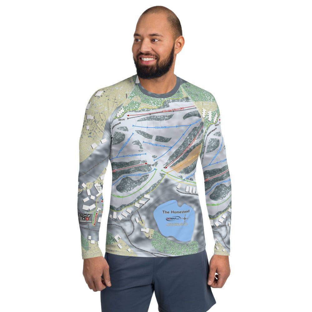The Homestead, Michigan Ski Trail Map Men's Base Layer Top - Powderaddicts