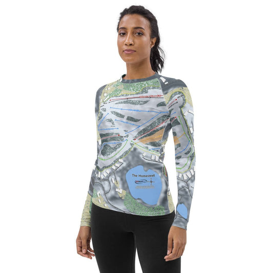 The Homestead, Michigan Ski Trail Map Women's Base Layer Top - Powderaddicts
