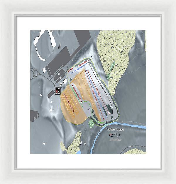 The Rock Snowpark Ski Trail Map - Framed Print - Powderaddicts