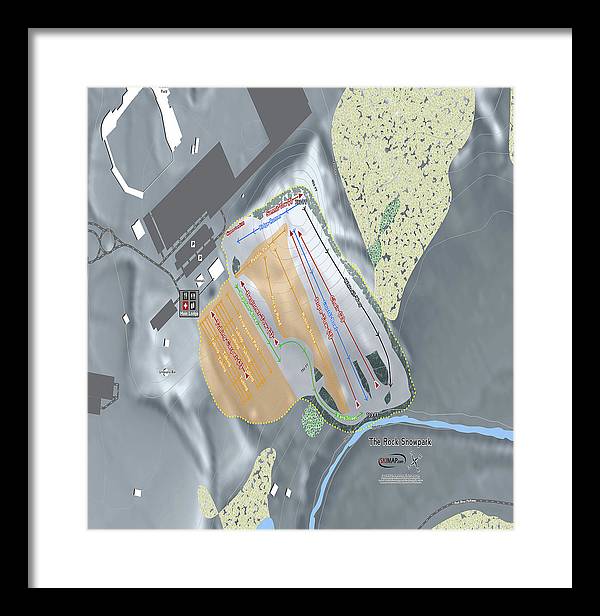 The Rock Snowpark Ski Trail Map - Framed Print - Powderaddicts