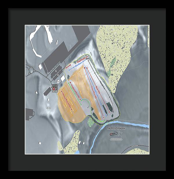 The Rock Snowpark Ski Trail Map - Framed Print - Powderaddicts