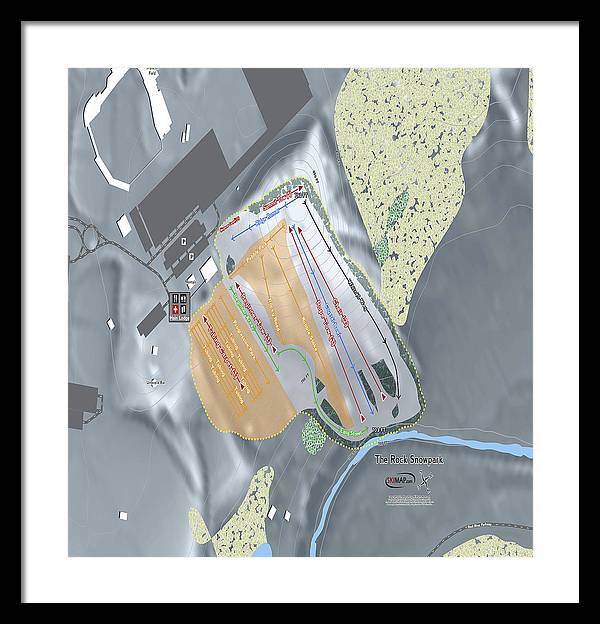 The Rock Snowpark Ski Trail Map - Framed Print - Powderaddicts