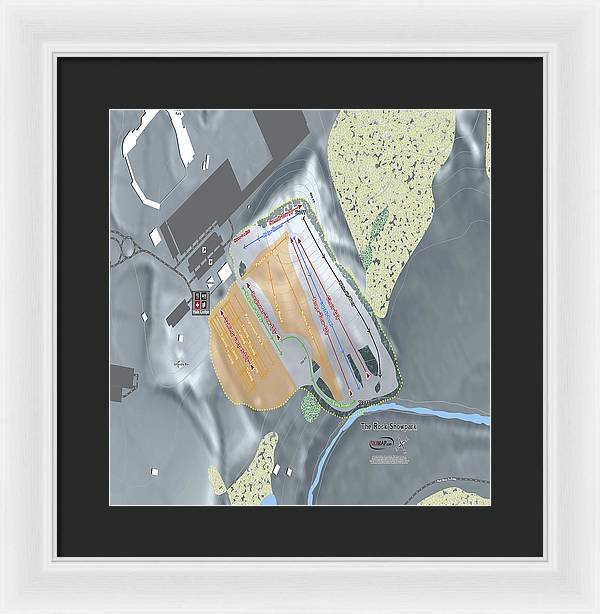 The Rock Snowpark Ski Trail Map - Framed Print - Powderaddicts