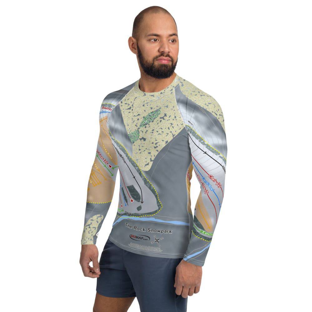 The Rock Snowpark, Wisconsin Ski Trail Map Men's Base Layer Top - Powderaddicts