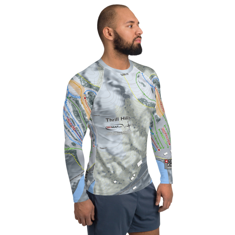 Thrill Hills, North Dakota Ski Trail Map Men's Base Layer Top - Powderaddicts