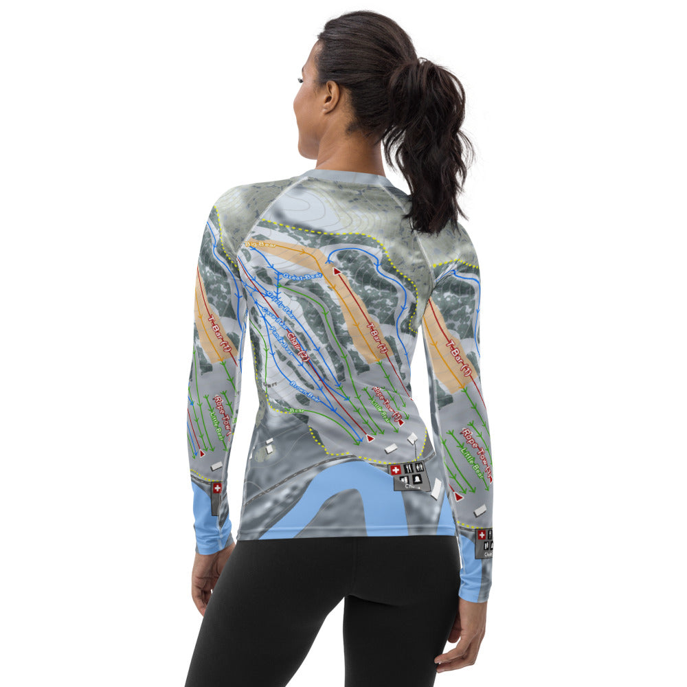 Thrill Hills, North Dakota Ski Trail Map Women's Base Layer Top - Powderaddicts