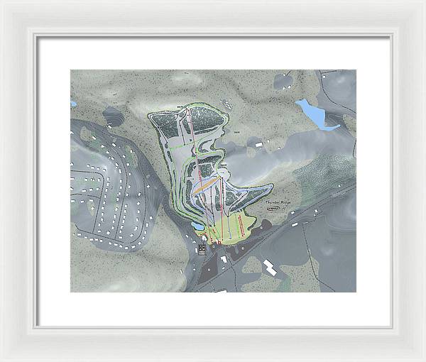 Thunder Ridge Ski Trail Map - Framed Print - Powderaddicts