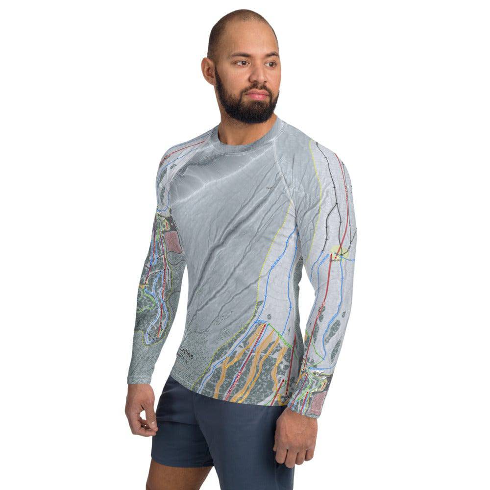Timber line, Oregon Ski Trail Map Men's Base Layer Top - Powderaddicts