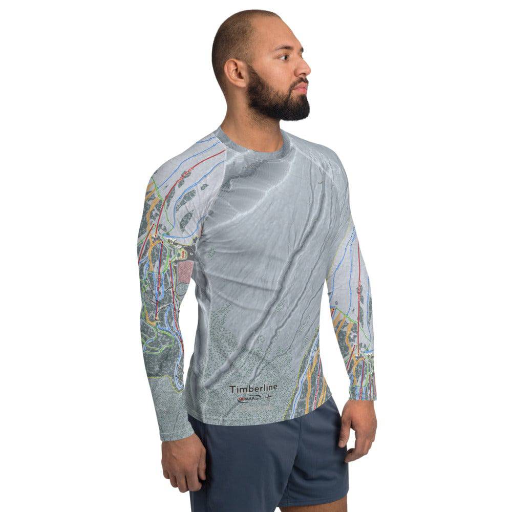 Timber line, Oregon Ski Trail Map Men's Base Layer Top - Powderaddicts