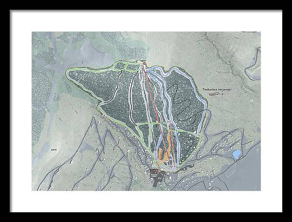 Timberline Mountain Ski Trail Map - Framed Print - Powderaddicts