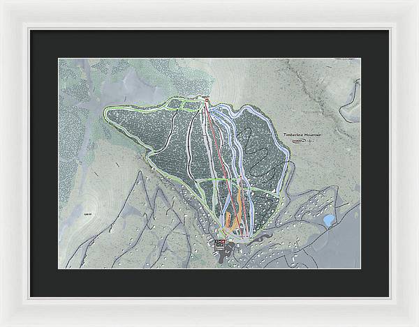 Timberline Mountain Ski Trail Map - Framed Print - Powderaddicts