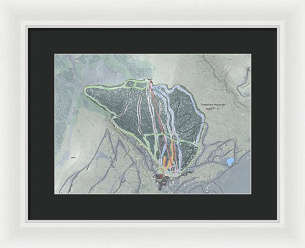 Timberline Mountain Ski Trail Map - Framed Print - Powderaddicts