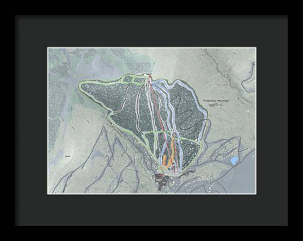 Timberline Mountain Ski Trail Map - Framed Print - Powderaddicts