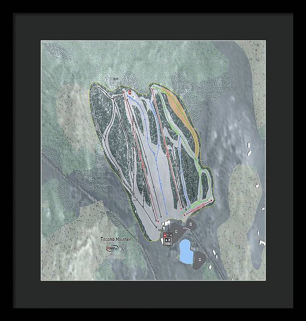 Titcomb Mountain Ski Trail Map - Framed Print - Powderaddicts