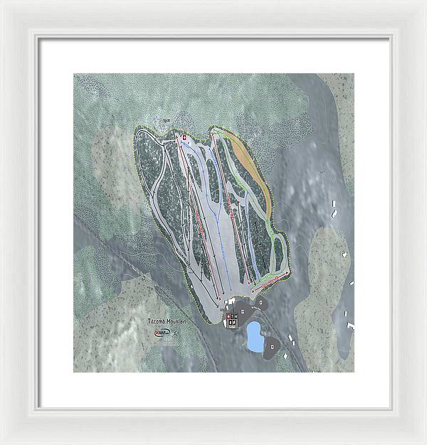 Titcomb Mountain Ski Trail Map - Framed Print - Powderaddicts