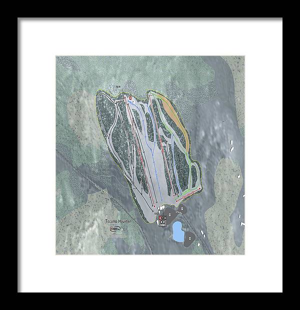 Titcomb Mountain Ski Trail Map - Framed Print - Powderaddicts