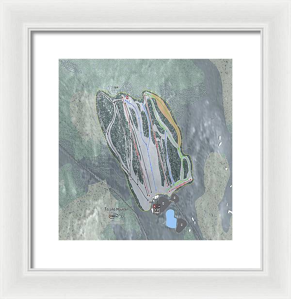 Titcomb Mountain Ski Trail Map - Framed Print - Powderaddicts