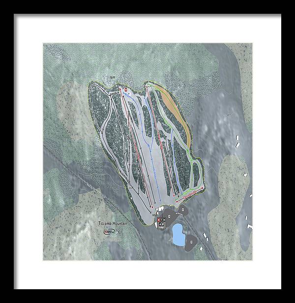 Titcomb Mountain Ski Trail Map - Framed Print - Powderaddicts