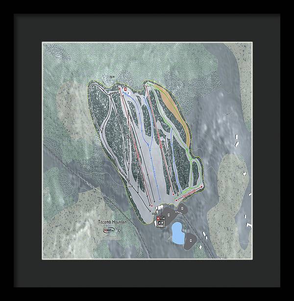 Titcomb Mountain Ski Trail Map - Framed Print - Powderaddicts