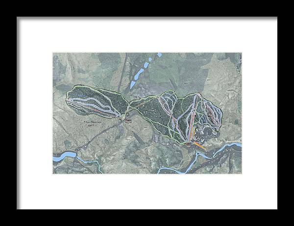 Titus Mountain Ski Trail Map - Framed Print - Powderaddicts