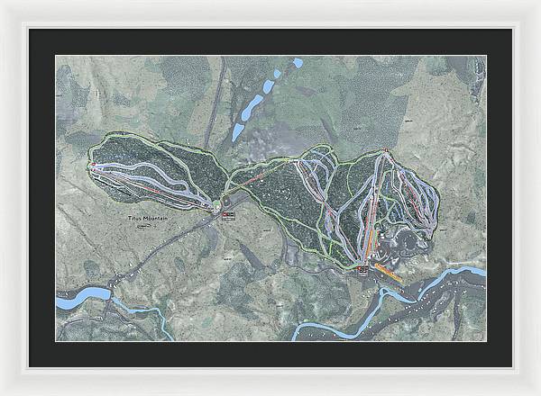 Titus Mountain Ski Trail Map - Framed Print - Powderaddicts