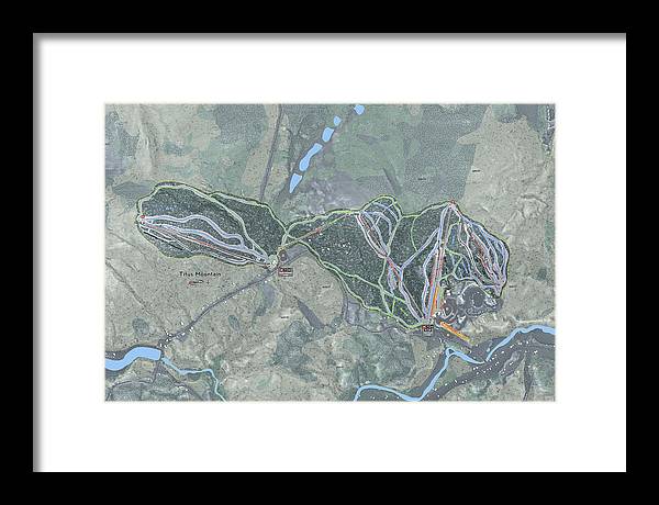 Titus Mountain Ski Trail Map - Framed Print - Powderaddicts
