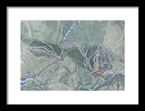 Titus Mountain Ski Trail Map - Framed Print - Powderaddicts