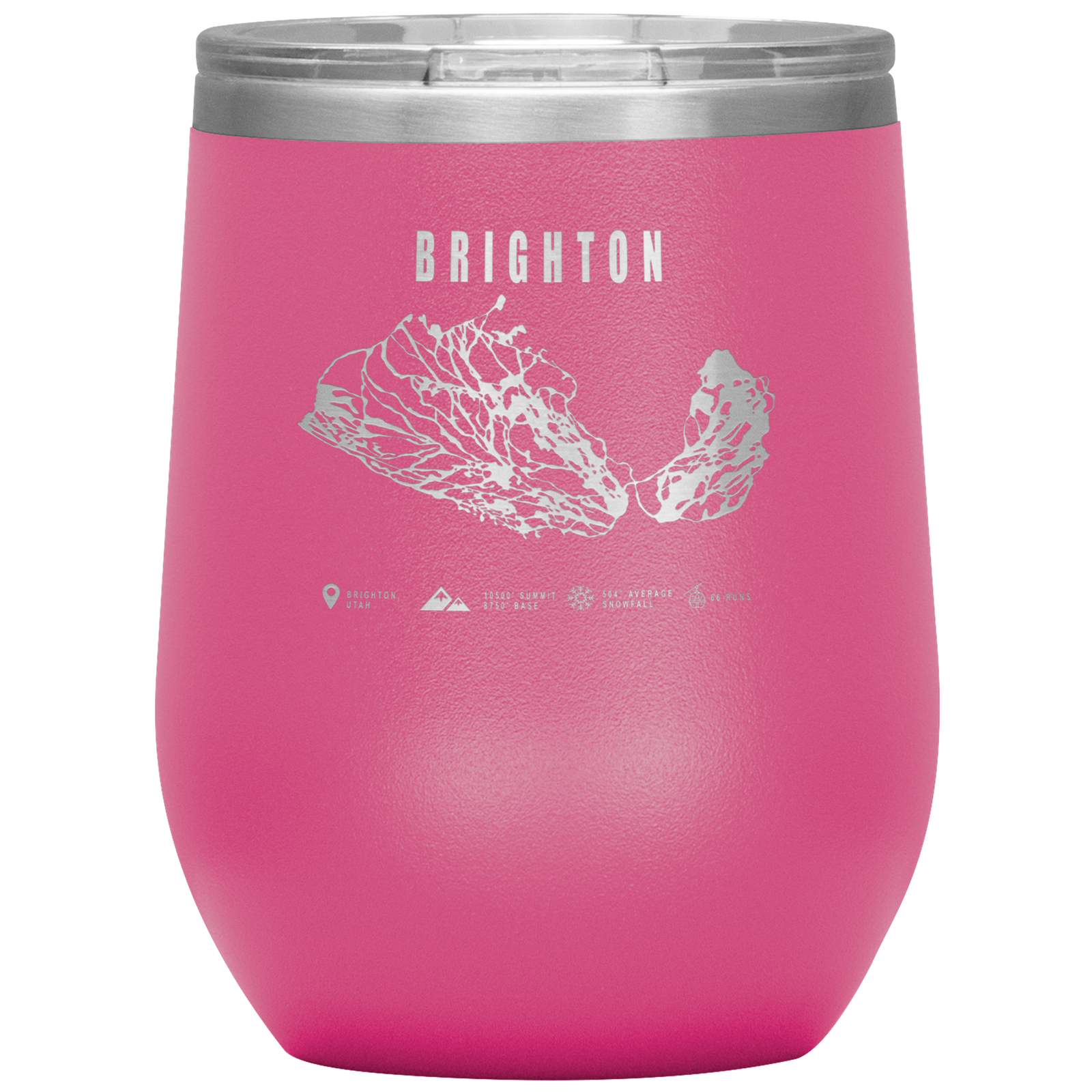 Brighton,Utah Ski Trail Map Wine 12oz Tumbler - Powderaddicts