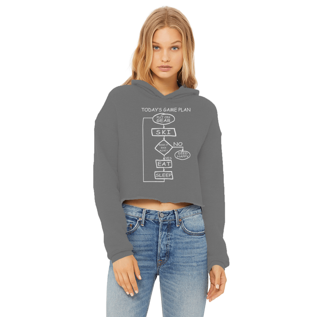 Today's Gameplan - Skiing Ladies Cropped Raw Edge Hoodie - Powderaddicts