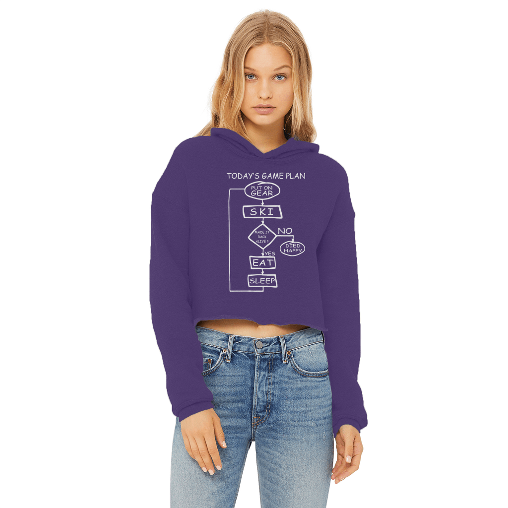 Today's Gameplan - Skiing Ladies Cropped Raw Edge Hoodie - Powderaddicts