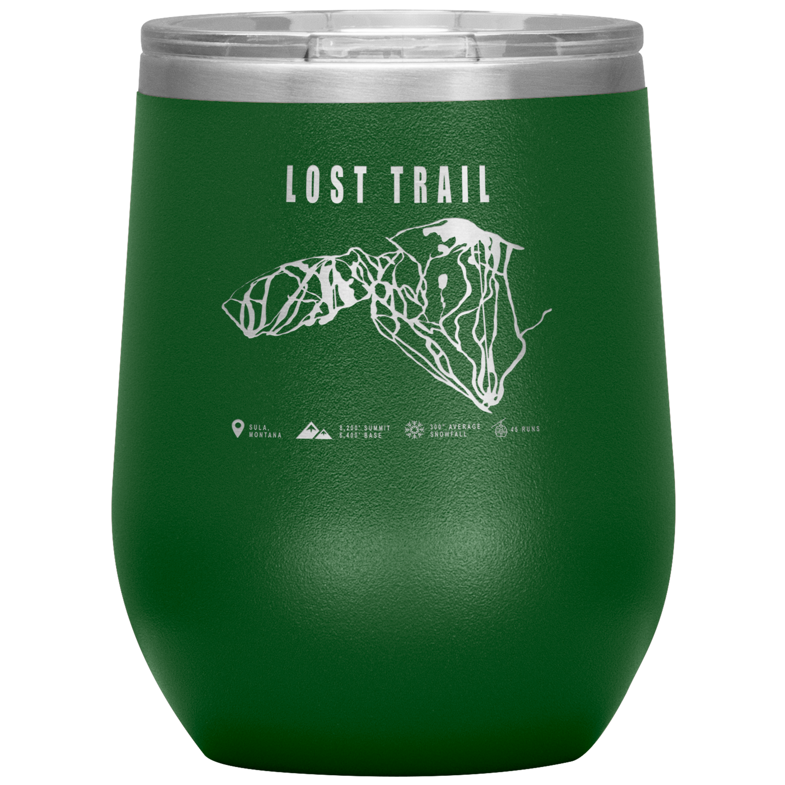 Lost Trail Montana Ski Trail Map Wine 12oz Tumbler - Powderaddicts