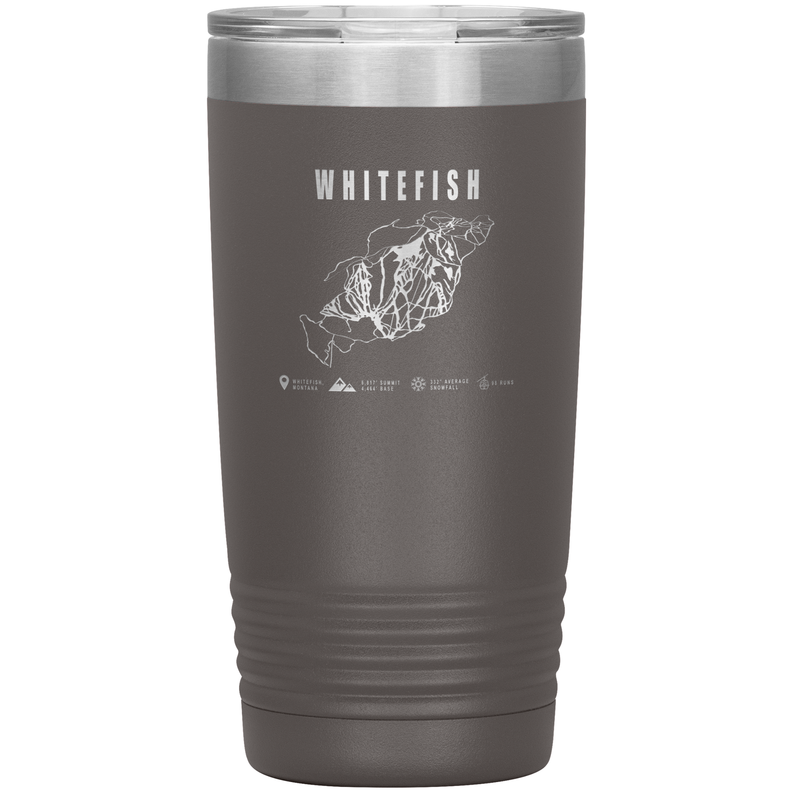 Whitefish Montana Ski Trail Map 20oz Tumbler - Powderaddicts
