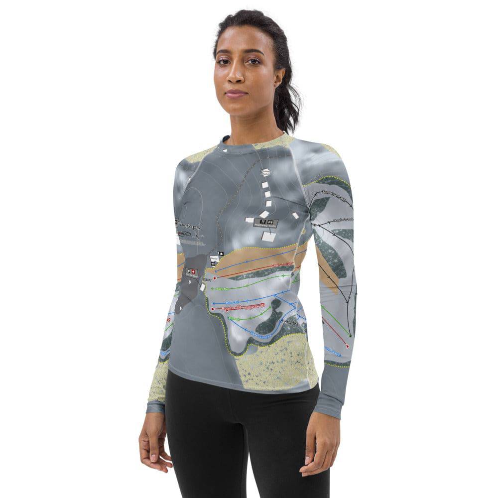 Treetops, Michigan Ski Trail Map Women's Base Layer Top - Powderaddicts