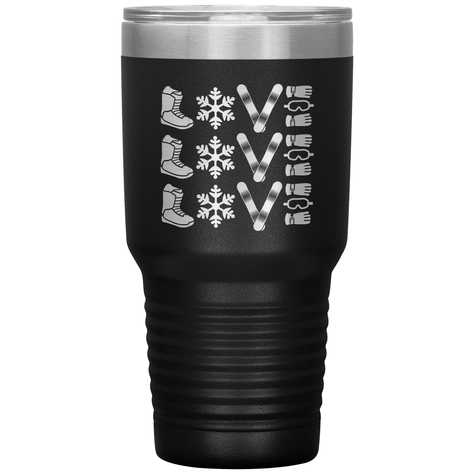 Triple LOVE Snowboard 30oz Laser Etched Tumbler - Powderaddicts