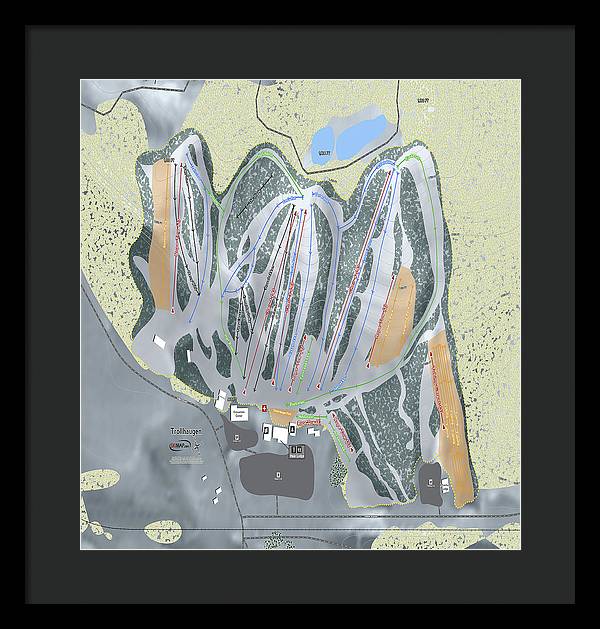 Trollhaugen Ski Trail Map - Framed Print - Powderaddicts