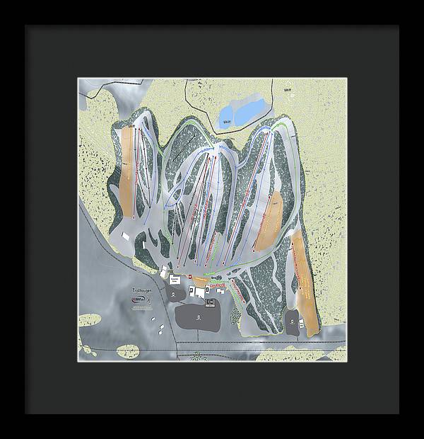 Trollhaugen Ski Trail Map - Framed Print - Powderaddicts