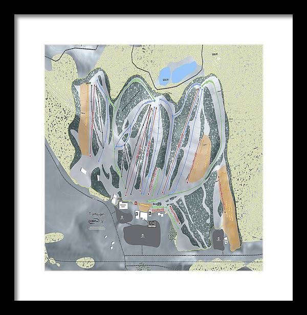 Trollhaugen Ski Trail Map - Framed Print - Powderaddicts
