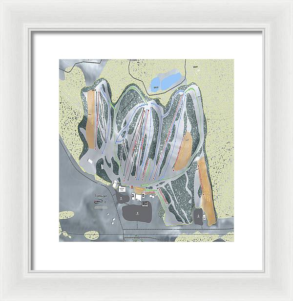 Trollhaugen Ski Trail Map - Framed Print - Powderaddicts