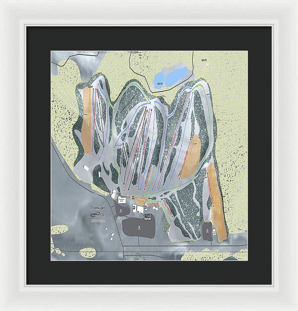 Trollhaugen Ski Trail Map - Framed Print - Powderaddicts